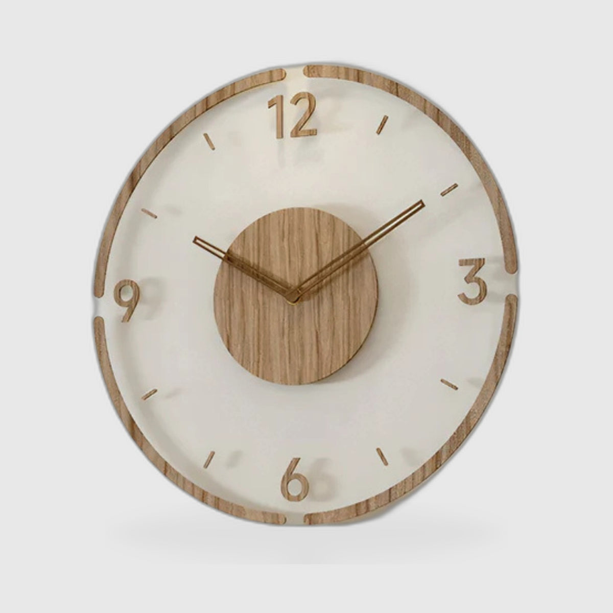 Stylish Modern Wall Clock 30cm – Acrylic & Wood, Silent Movement