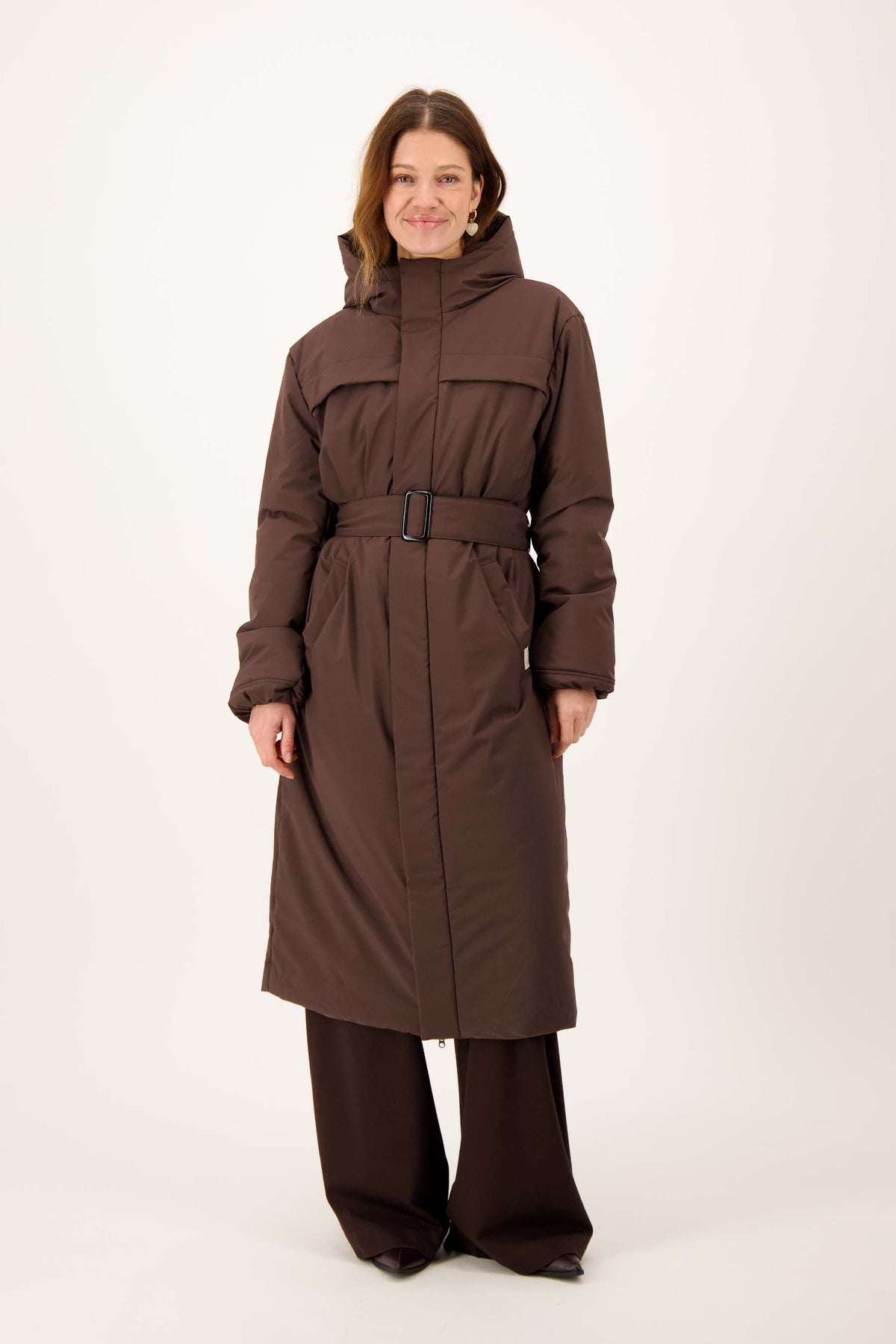Long Padded Coat with Belt