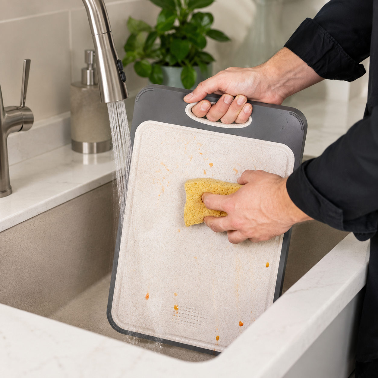 Double-Sided Non-Porous Cutting Board with Non-Slip Silicone Edges