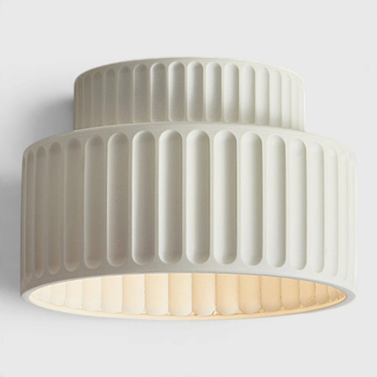 Ribbed Ceiling Lamp - Two-Tier Drum Design