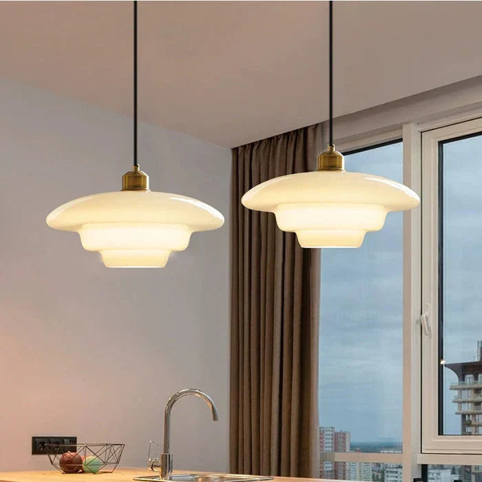 Calistre - Mid-Century Milky Glass Pendant Light