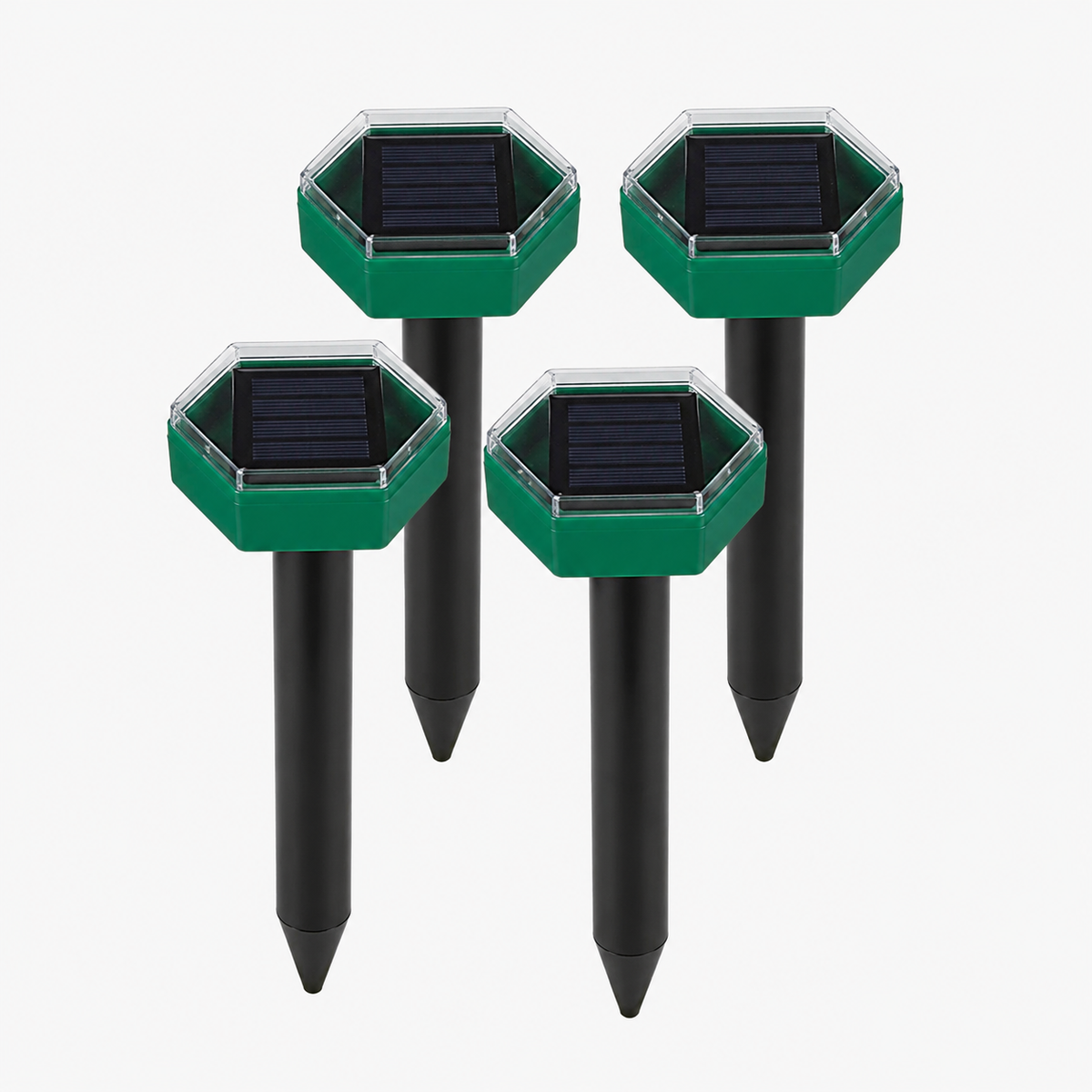 Solar-Powered Ultrasonic Mole & Pest Repeller Spikes (4-Pack)