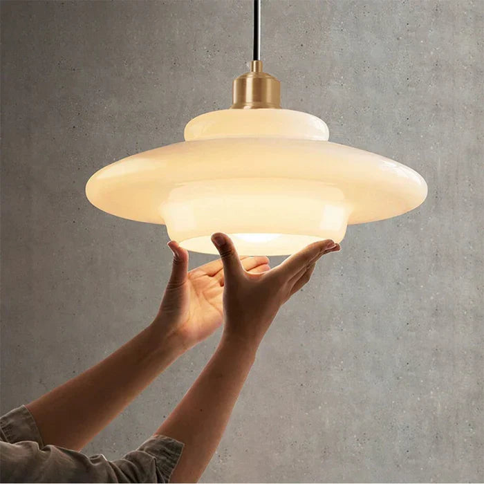 Calistre - Mid-Century Milky Glass Pendant Light