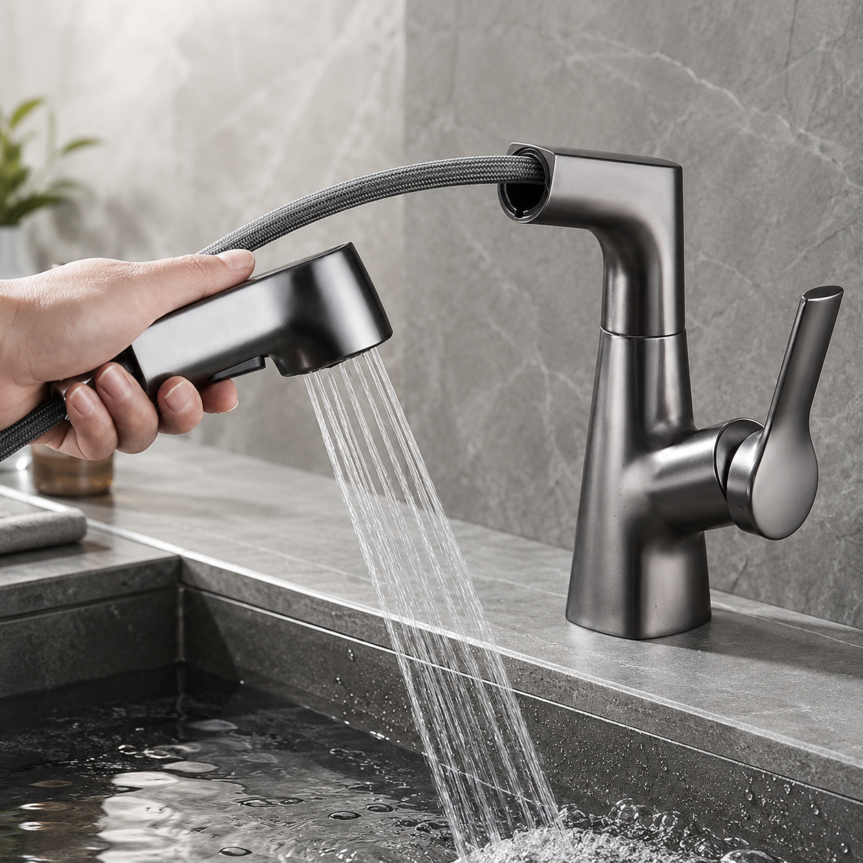 360° Rotating Pull-Out Bathroom Basin Faucet