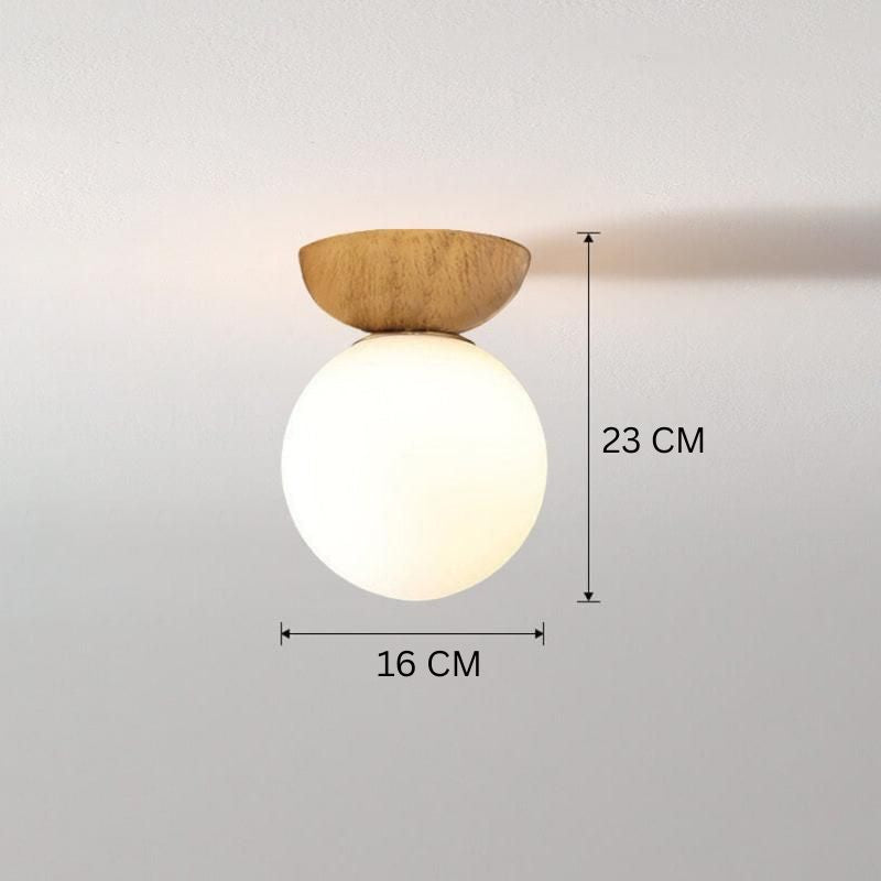 Nordic Orb Ceiling Lamp - Wood Grain & Metal Accent