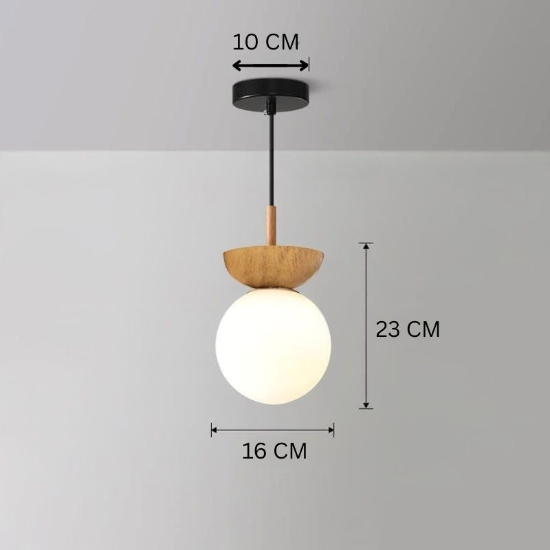 Nordic Orb Ceiling Lamp - Wood Grain & Metal Accent