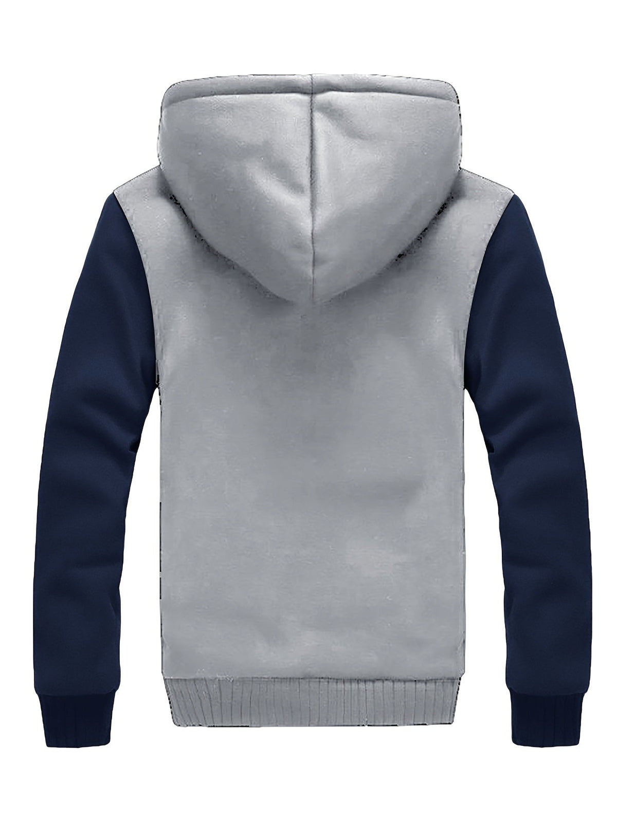 Men's Warm Fleece Hooded Colorblock Jacket