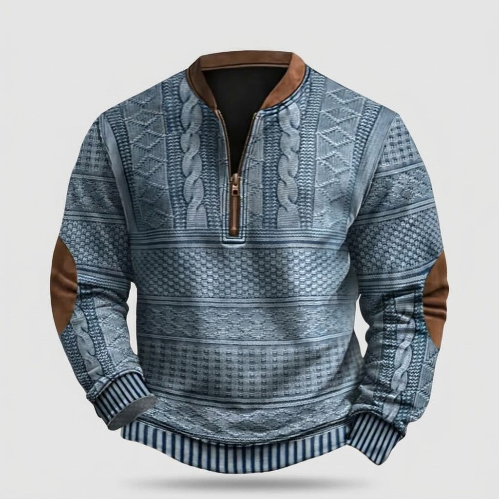 Men's Vintage Knitted Sweater with Zip, Dirk