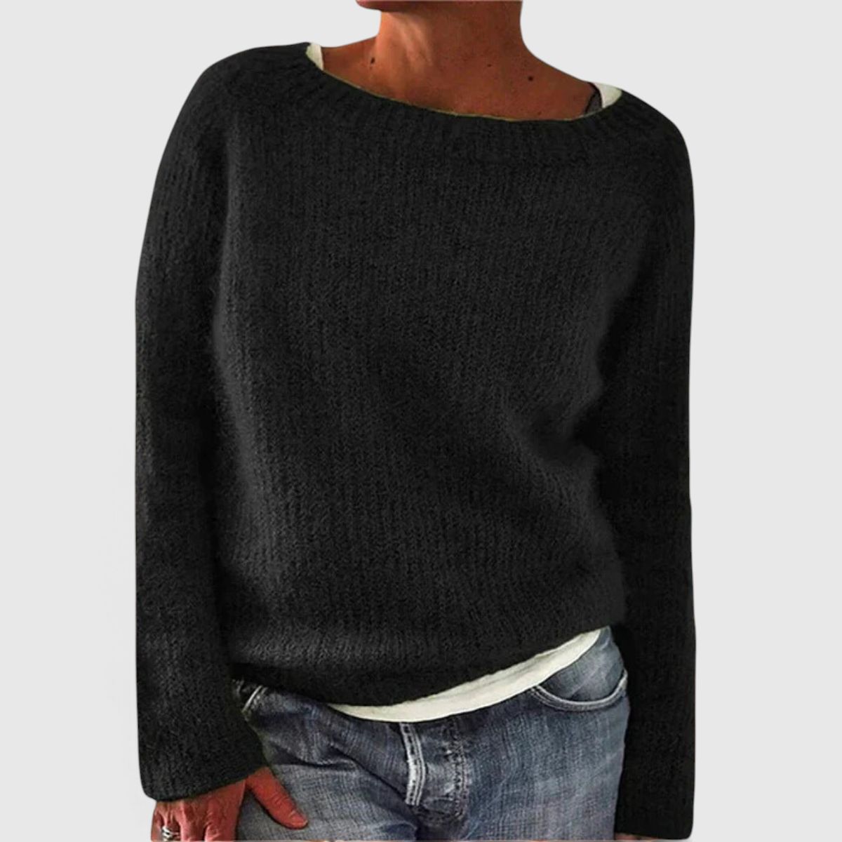 Women's Relaxed Fit Knit Sweater - Casual Pullover