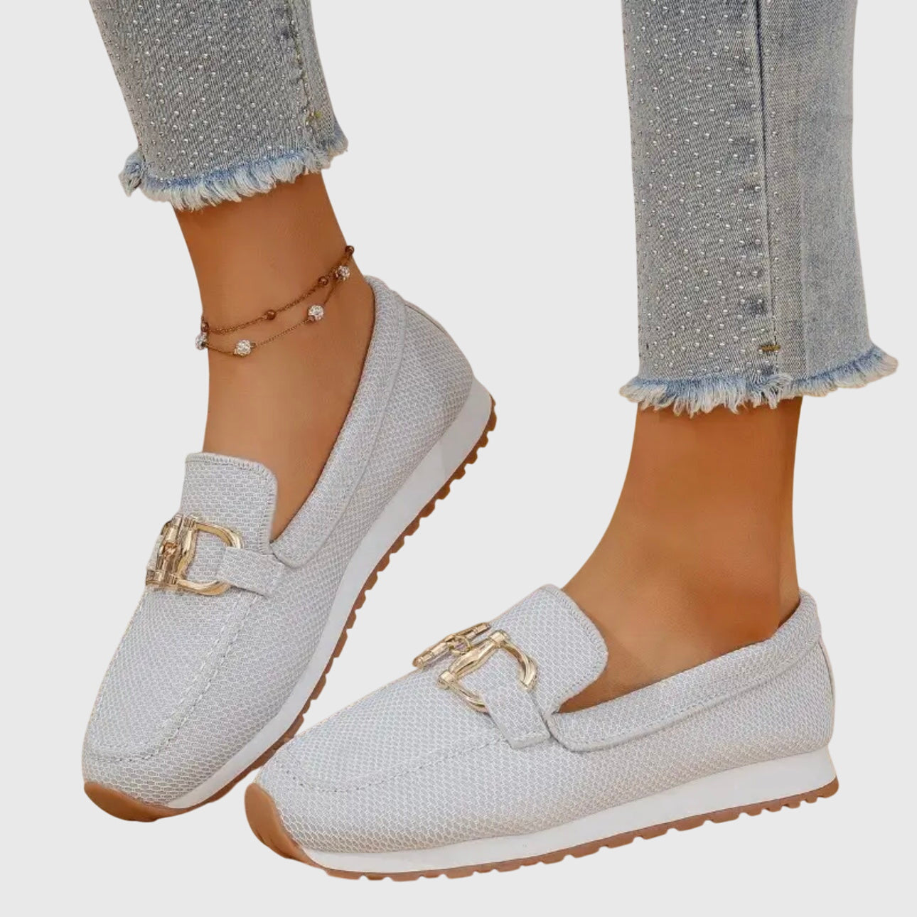 Women’s Mesh Bit Loafer Sneakers – Breathable Slip-On Comfort Shoes