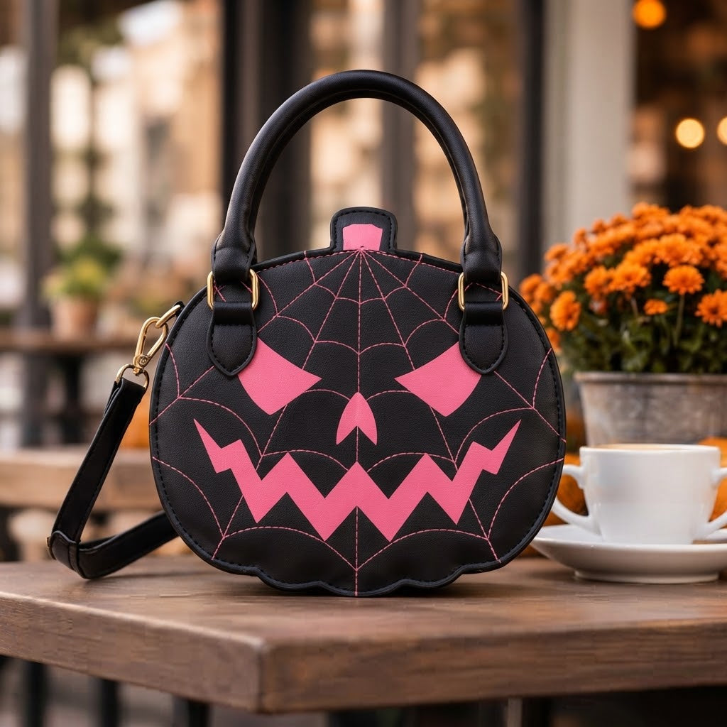 Pumpkin Faux Leather Handbag - Halloween Accessory