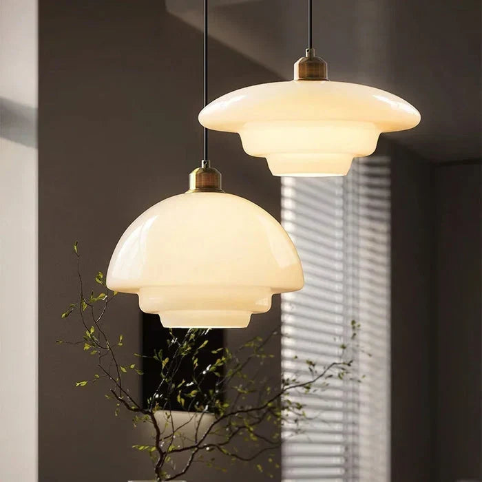 Calistre - Mid-Century Milky Glass Pendant Light