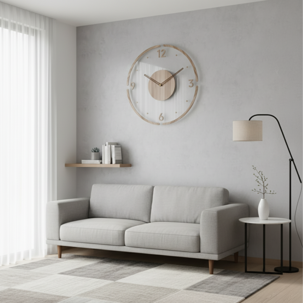 Silent Design Wall Clock - Acrylic & Wood