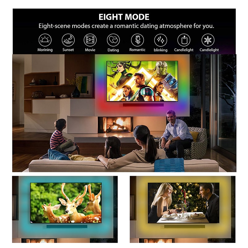 Smart WiFi LED Strip Lights – 8 Modes with Music Sync