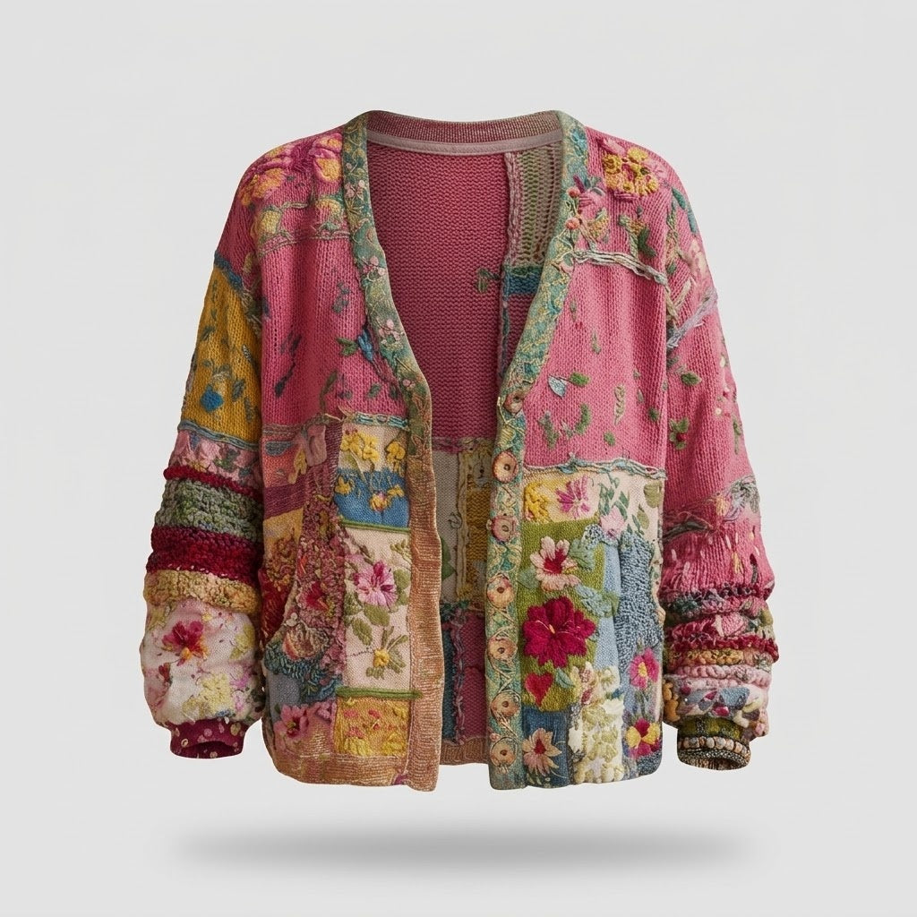 Women's Floral Patchwork Cardigan Vest, Zoe