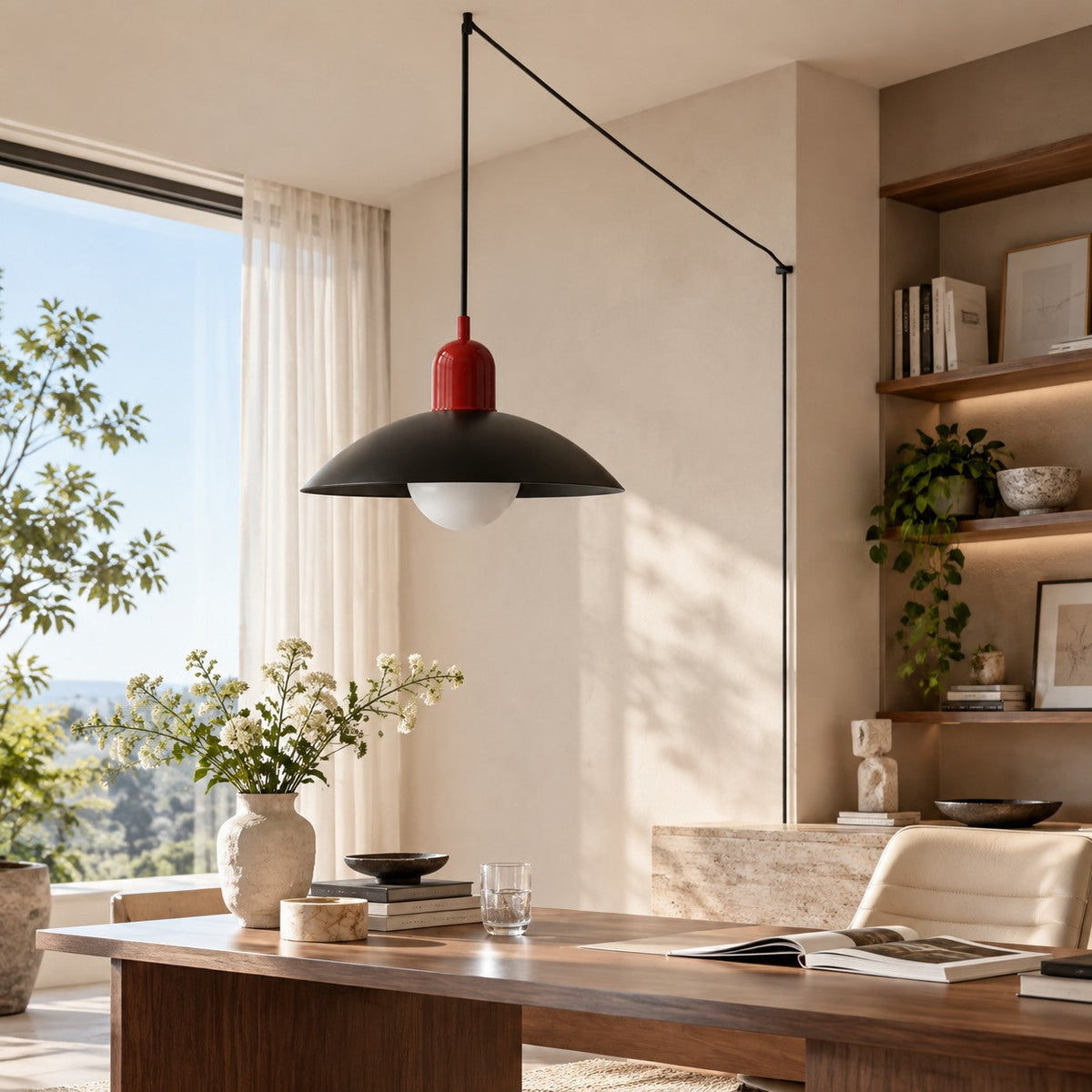 Mid Century Bauhaus Plug-In Pendant Light