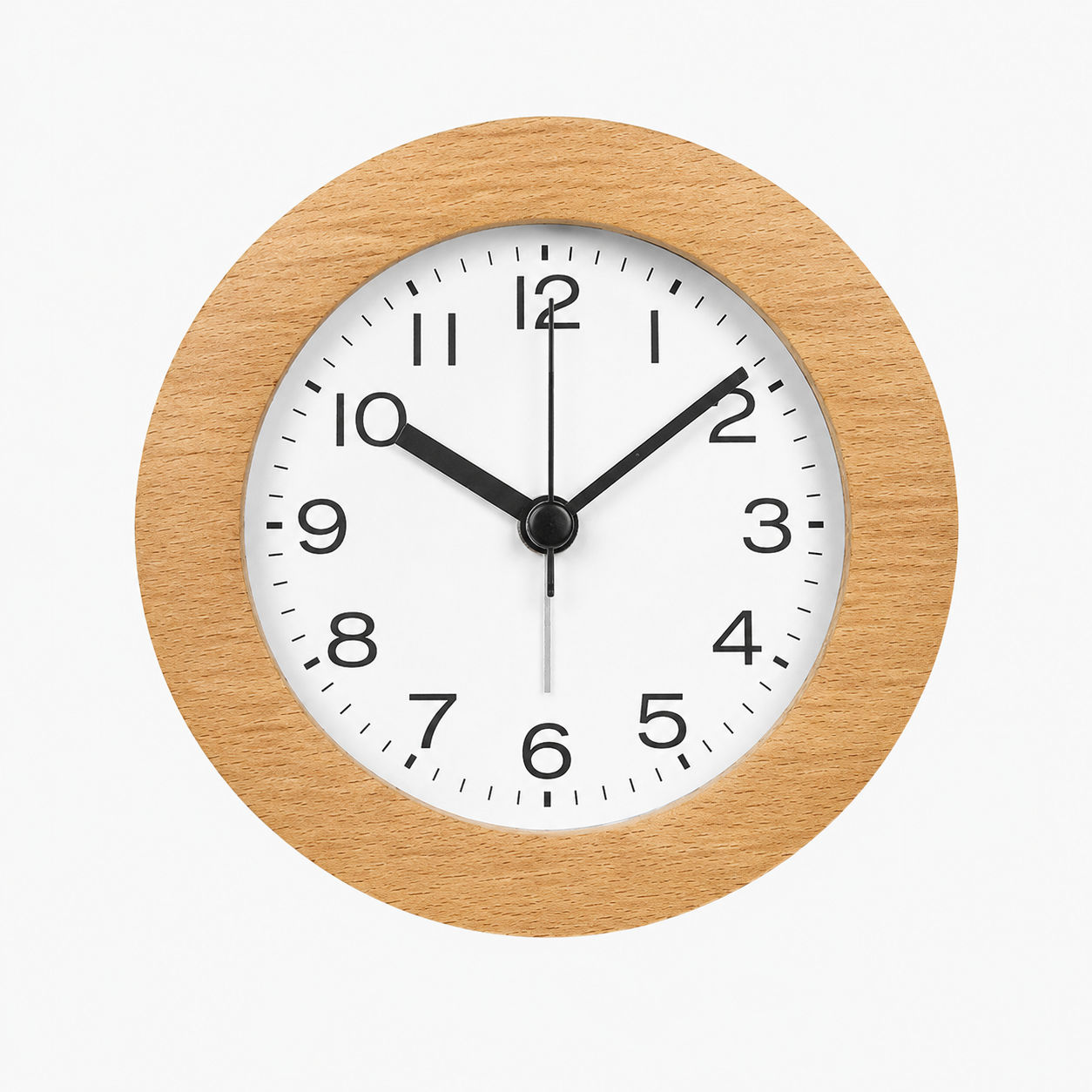 Round Wooden Silent LED Alarm Clock