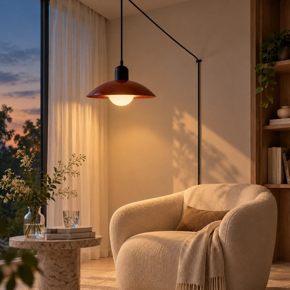 Mid Century Bauhaus Plug-In Pendant Light