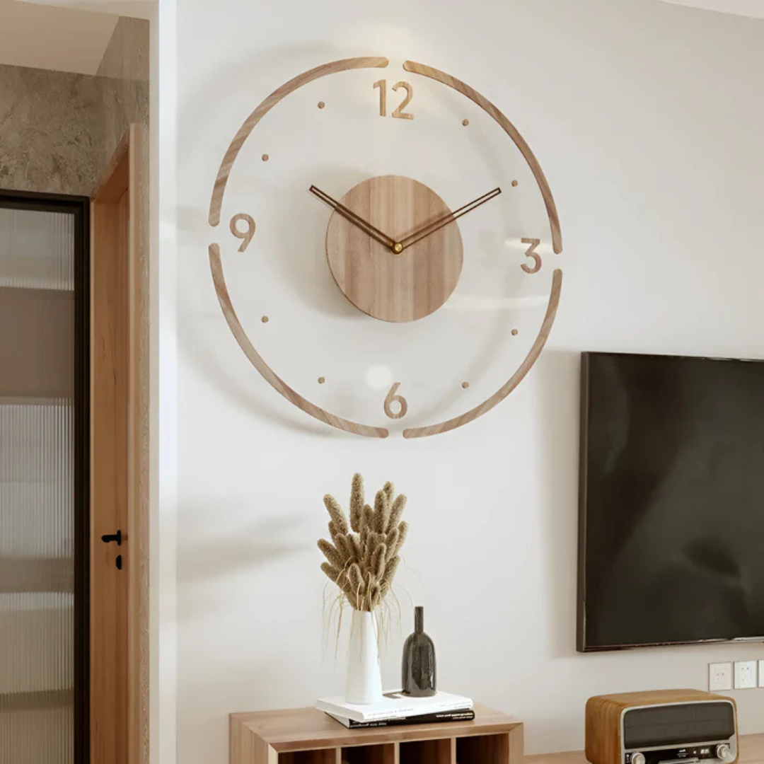 Stylish Modern Wall Clock 30cm – Acrylic & Wood, Silent Movement