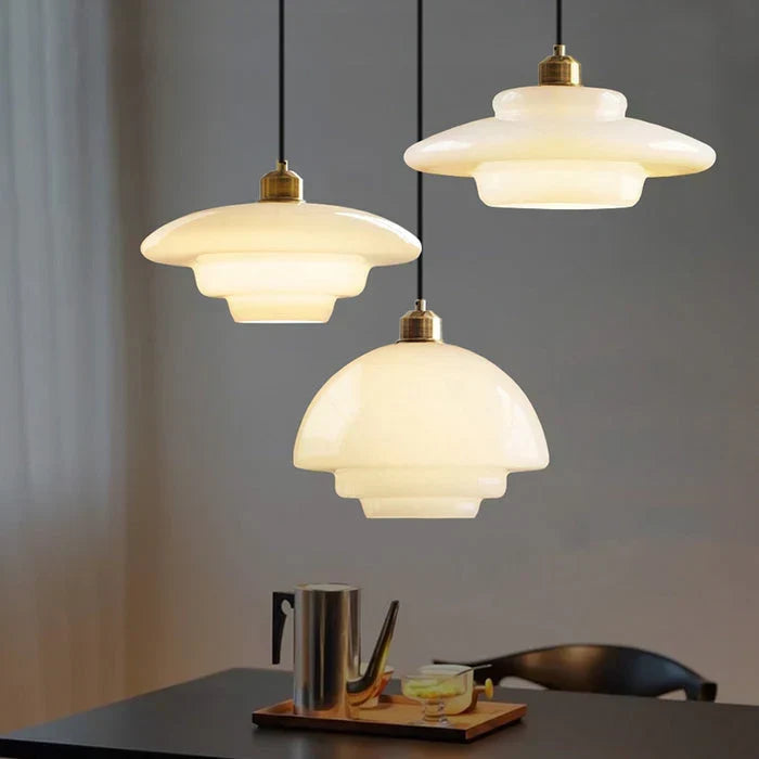 Calistre - Mid-Century Milky Glass Pendant Light