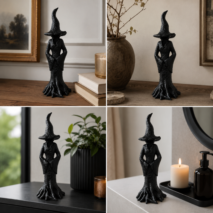 Witch Garden Statue - Handmade Resin Guardian Figure