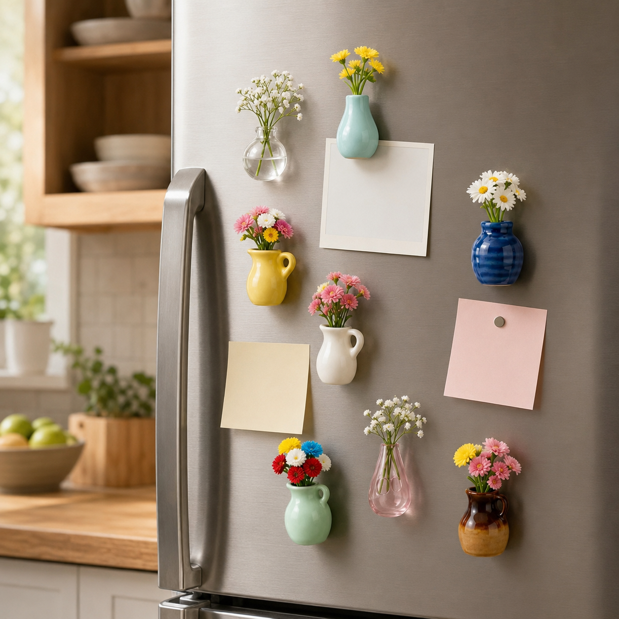 Mini Magnetic Ceramic Vases Fridge Magnets (12 Pieces)