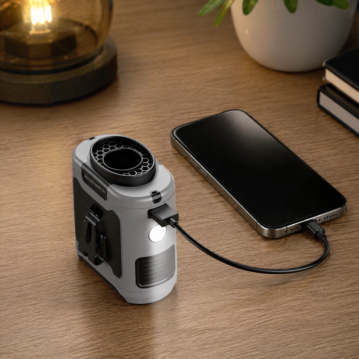 10000mAh Portable Waist & Neck Clip Fan with Emergency LED Light