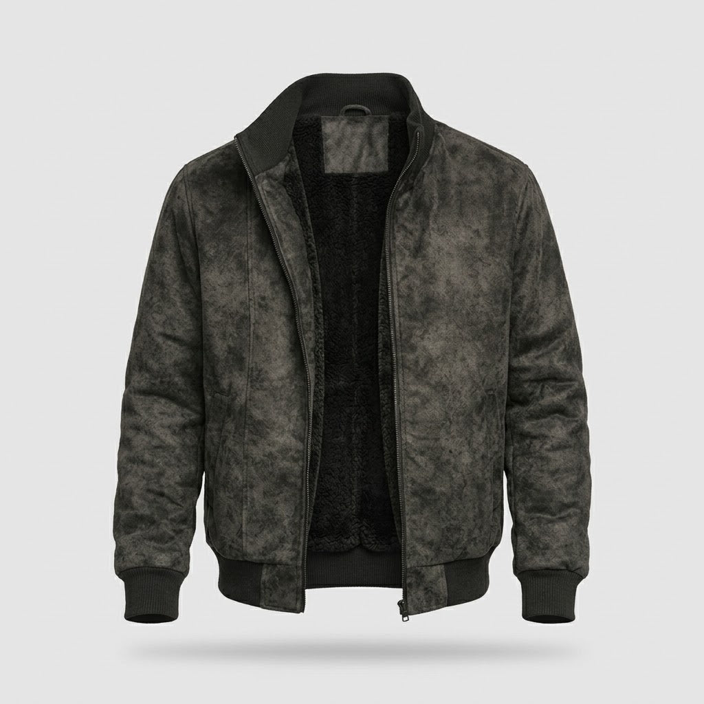 Men's Zip Jacket - Rugged Hip-Length Winter Coat