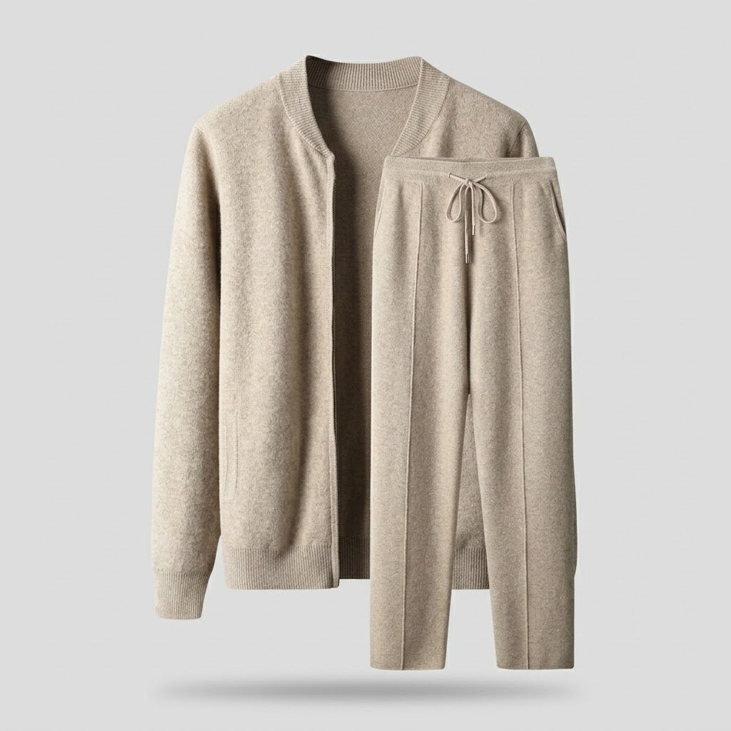 Men's Knitted Set - Zip Vest with Round Neck