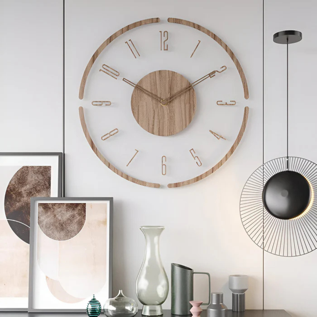 Stylish Modern Wall Clock 30cm – Acrylic & Wood, Silent Movement