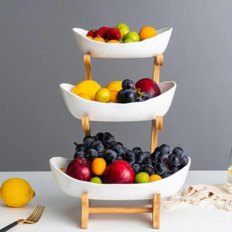 Multi-Tier Fruit Bowl Display with Removable Trays