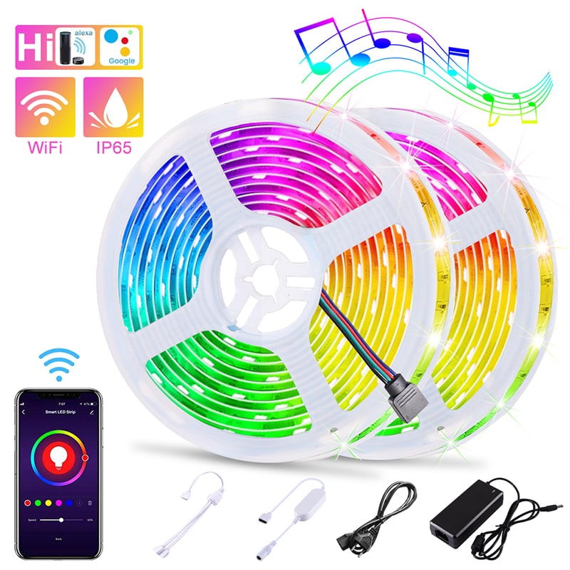 WiFi Smart RGB LED Strip Light – 32.8ft Waterproof