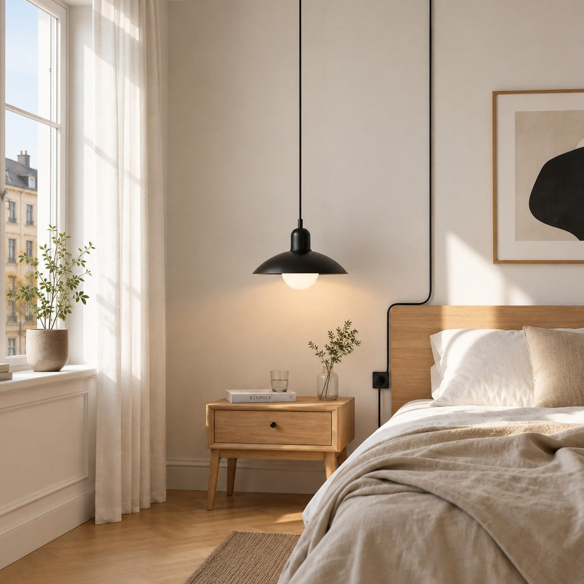 Mid Century Bauhaus Plug-In Pendant Light