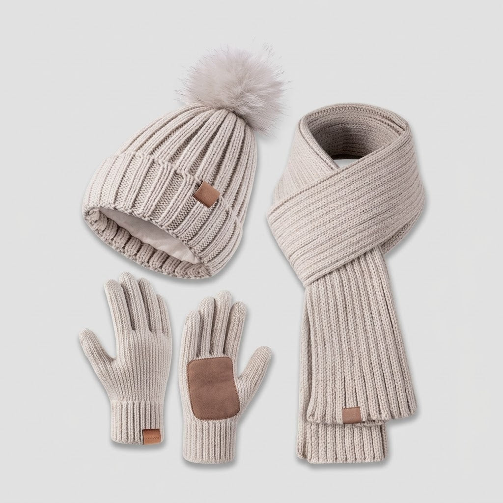 3-in-1 Winter Set - Knit Hat, Scarf, and Touchscreen Gloves
