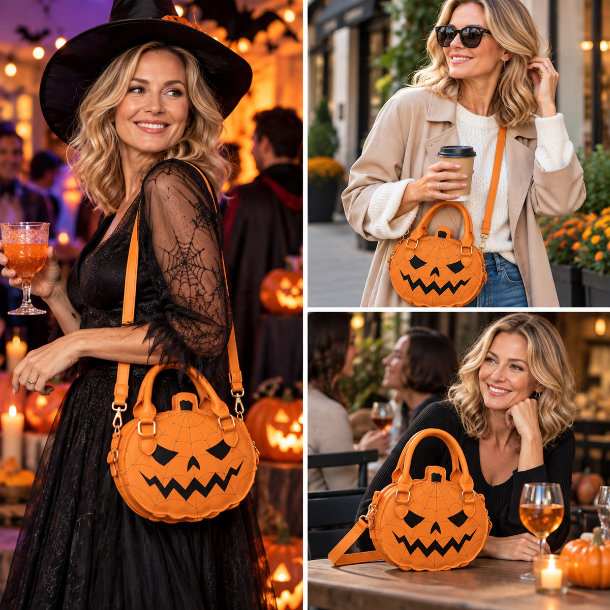 Pumpkin Faux Leather Handbag - Halloween Accessory