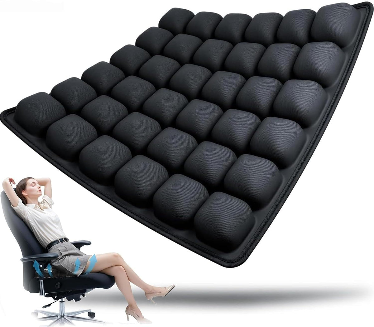 Inflatable Seat Cushion - Ergonomic Air Cushion with 36 Air Cells