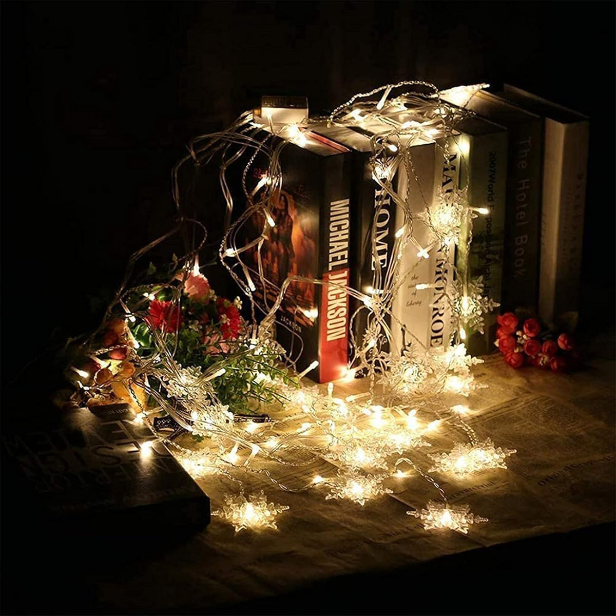 LED Snowflake Curtain Lights – 8-Mode Christmas String Lights
