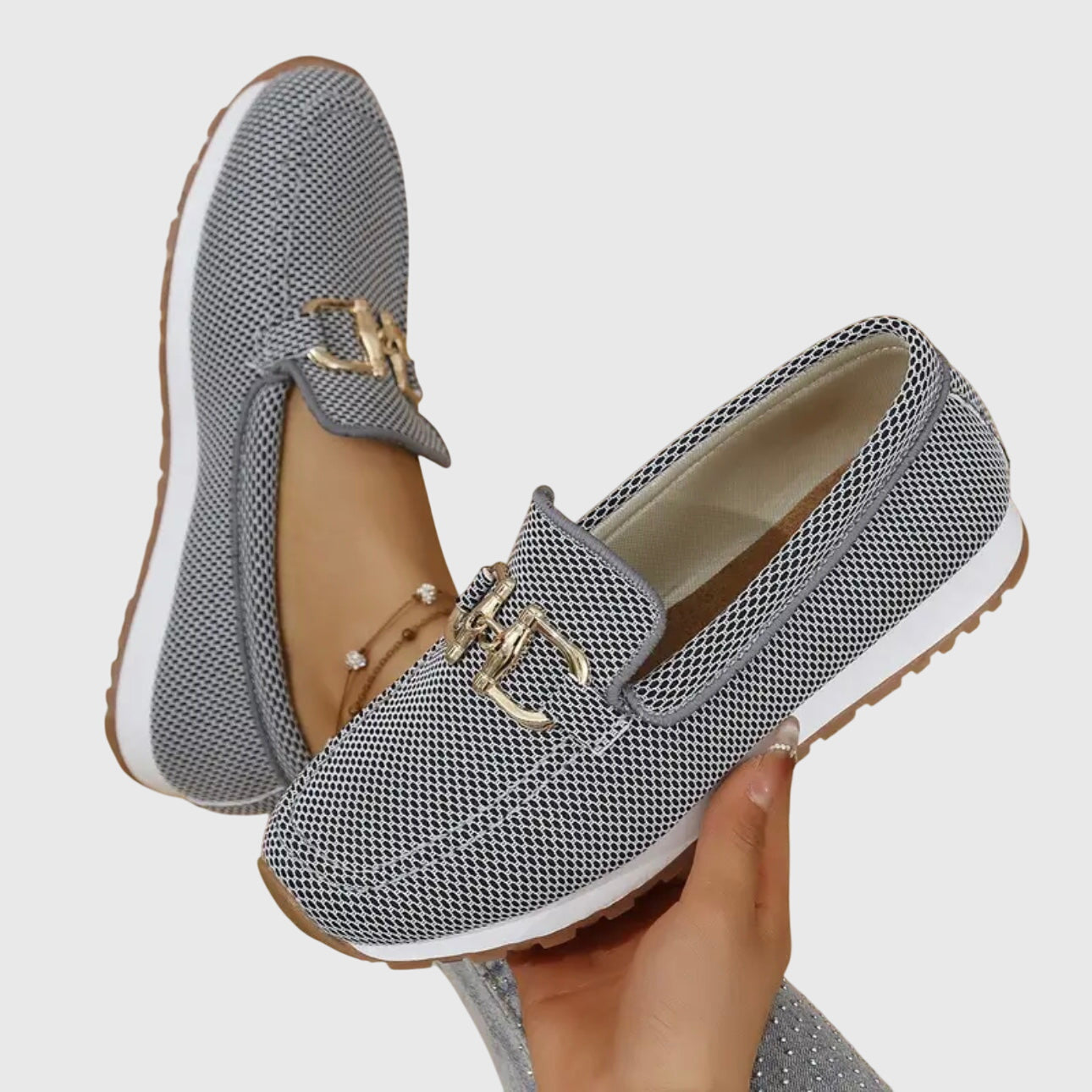 Women’s Mesh Bit Loafer Sneakers – Breathable Slip-On Comfort Shoes