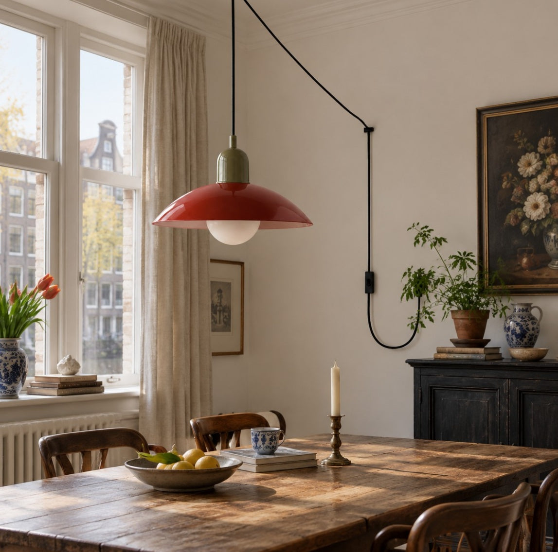 Mid Century Bauhaus Plug-In Pendant Light