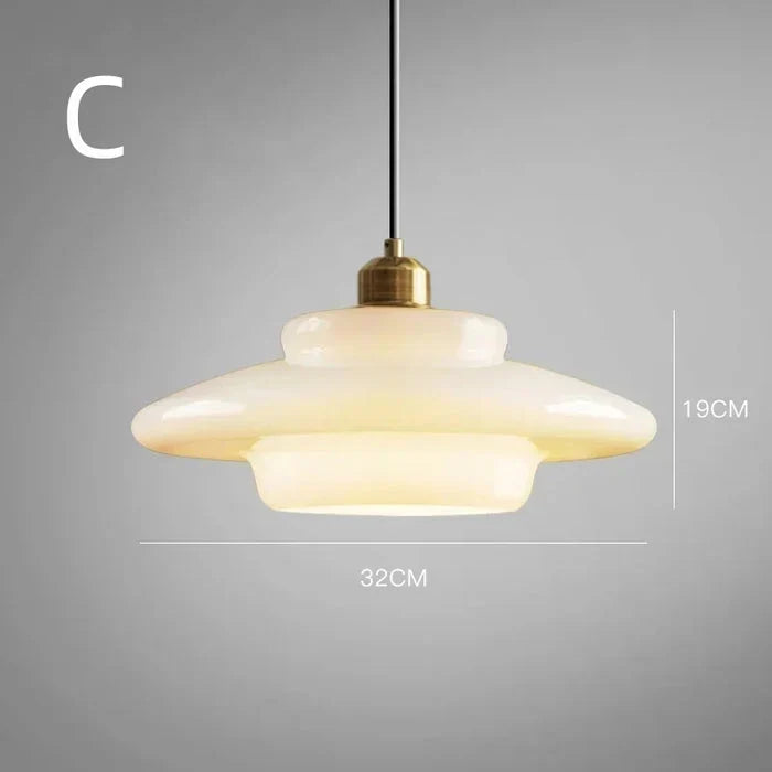 Calistre - Mid-Century Milky Glass Pendant Light