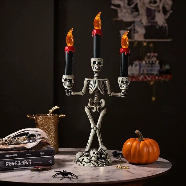 Skeleton Candelabra LED Candle Holder - Spooky Table Light
