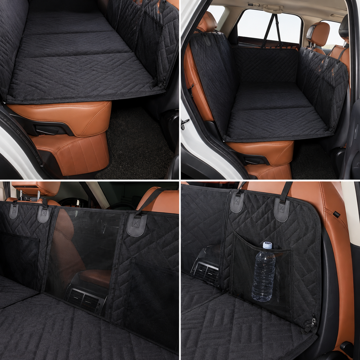 Waterproof Black Car Seat Cover for Dogs - Universal, Extendable, Non-Slip, Full Protection