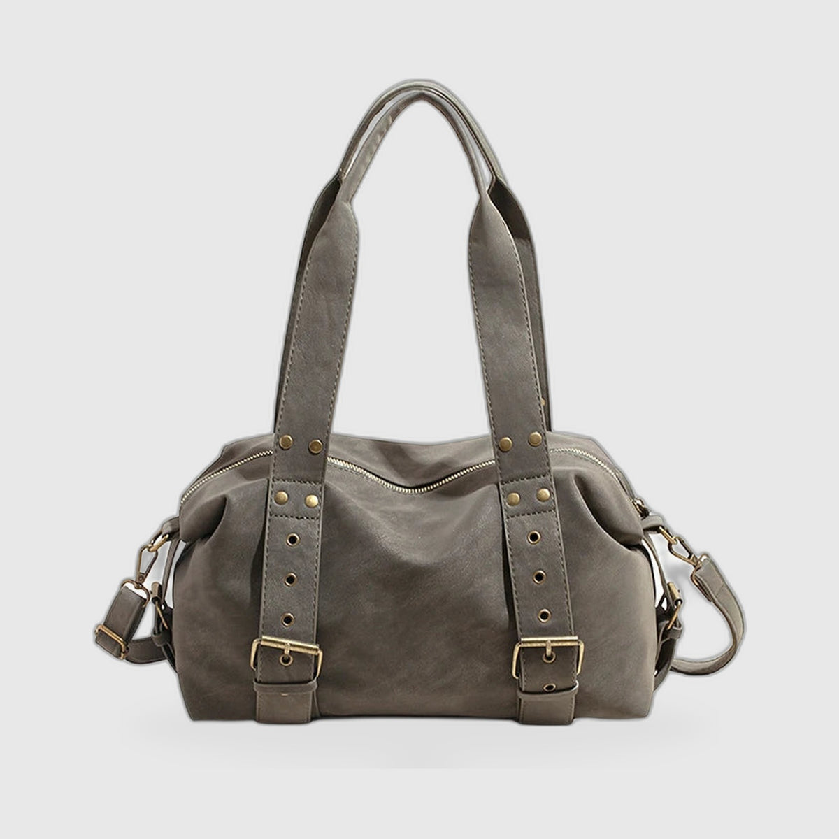 Structured Baguette Shoulder Bag – Studded Vegan Leather