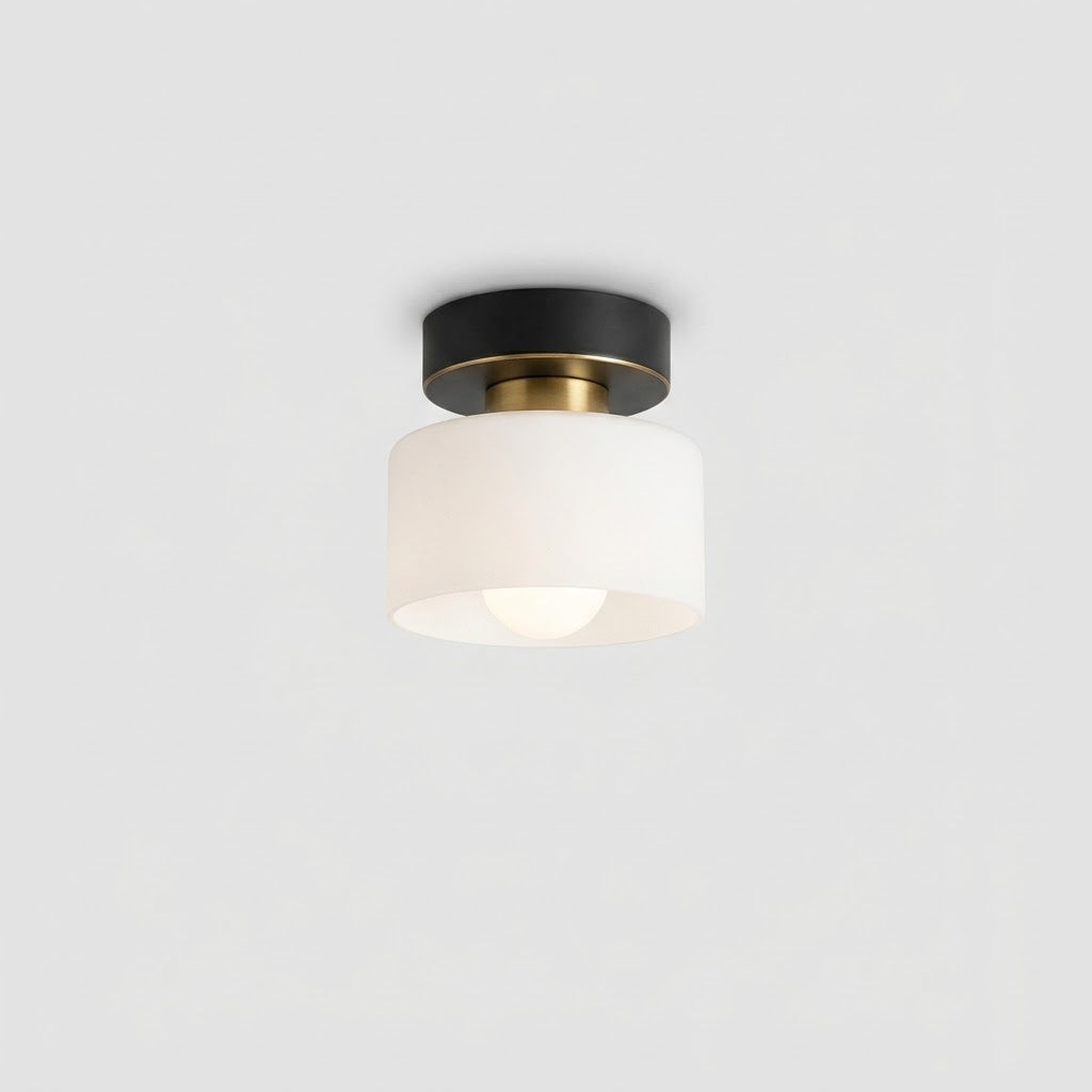Bauhaus Geometric Alabaster Semi-Flush Ceiling Light Drum