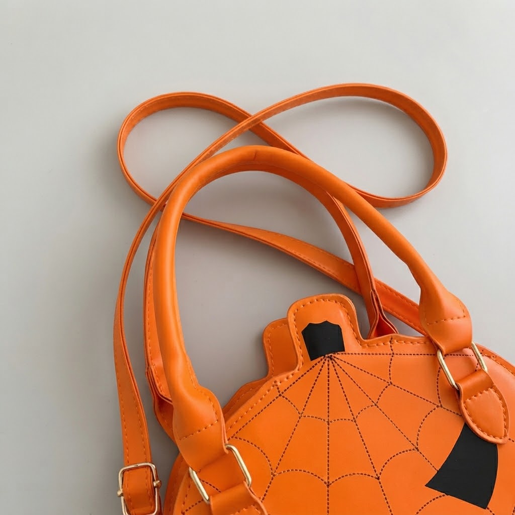 Pumpkin Faux Leather Handbag - Halloween Accessory