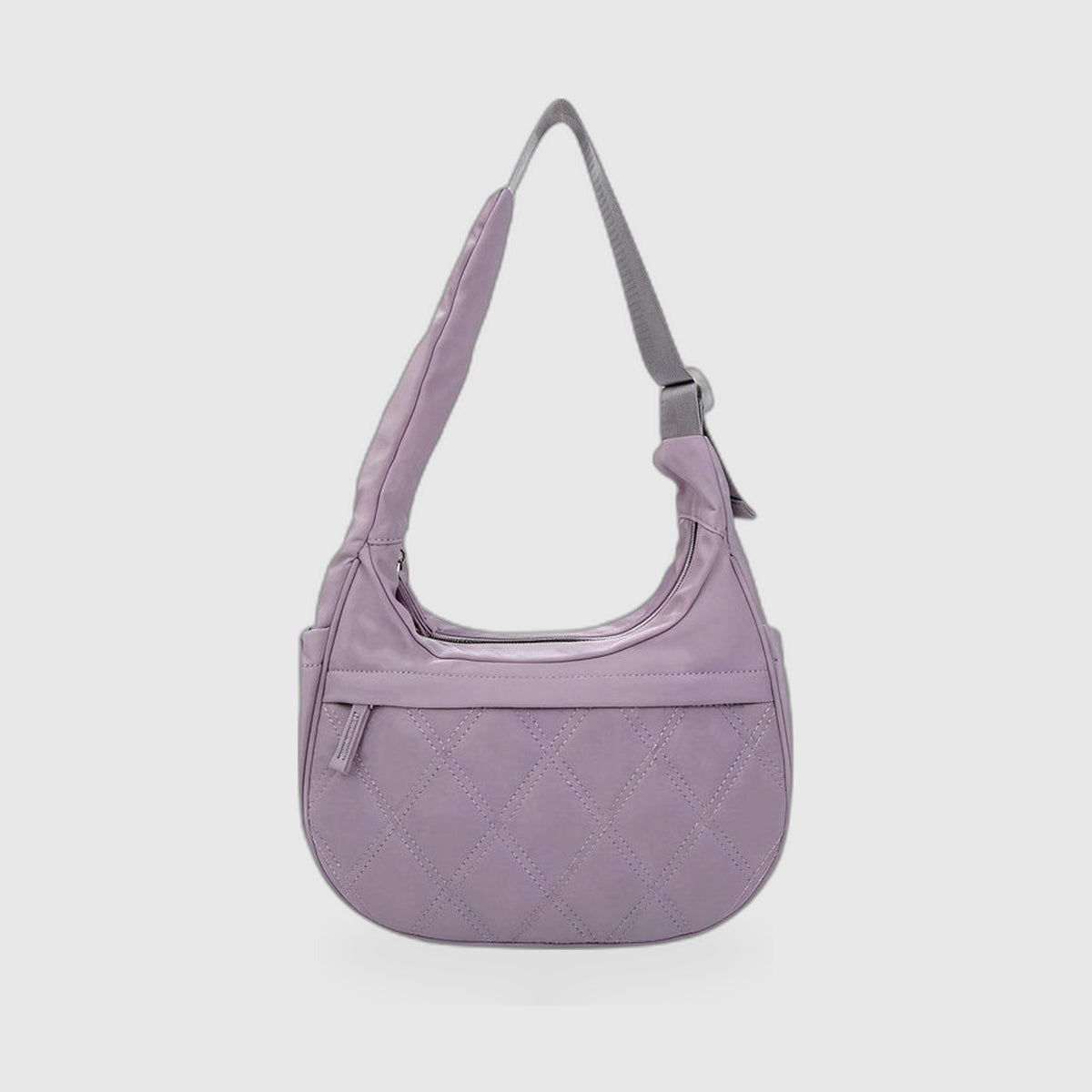 Quilted Crescent Hobo Bag – Diamond-Stitch Shoulder Bag