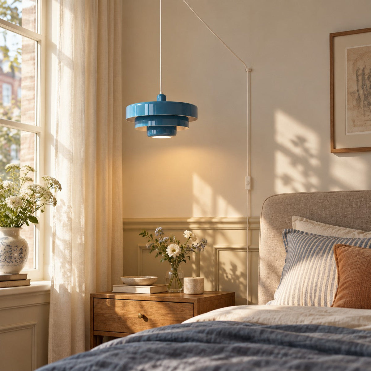 Retro Bauhaus Plug-In Pendant Light - Multi Color