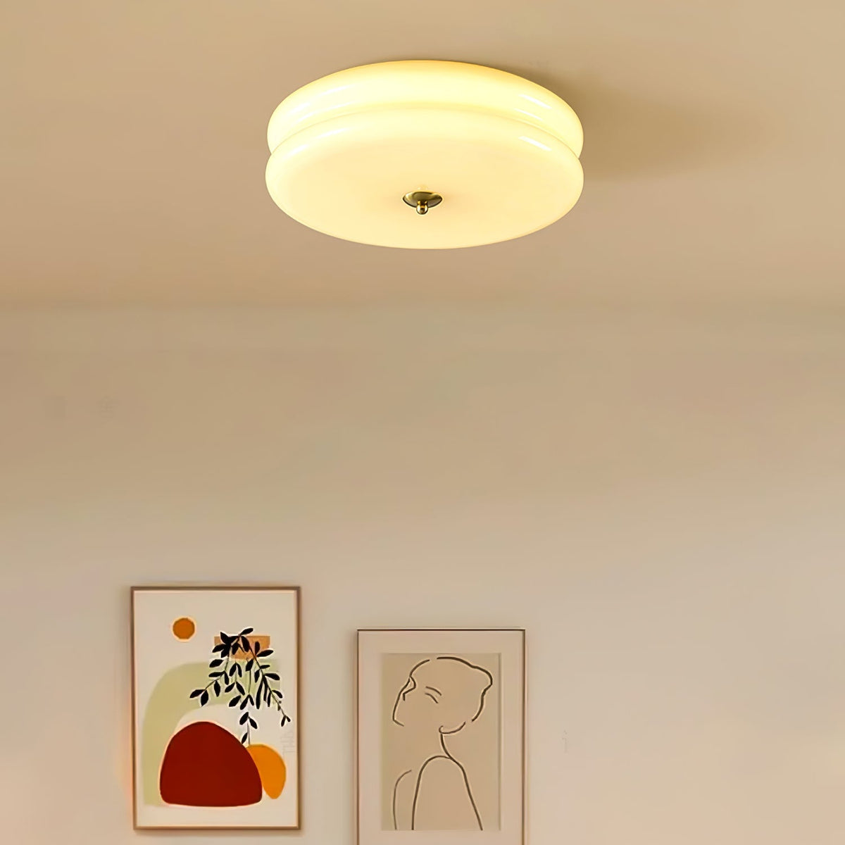 Art Deco Vintage Ceiling Lamp - Glass Dome Design