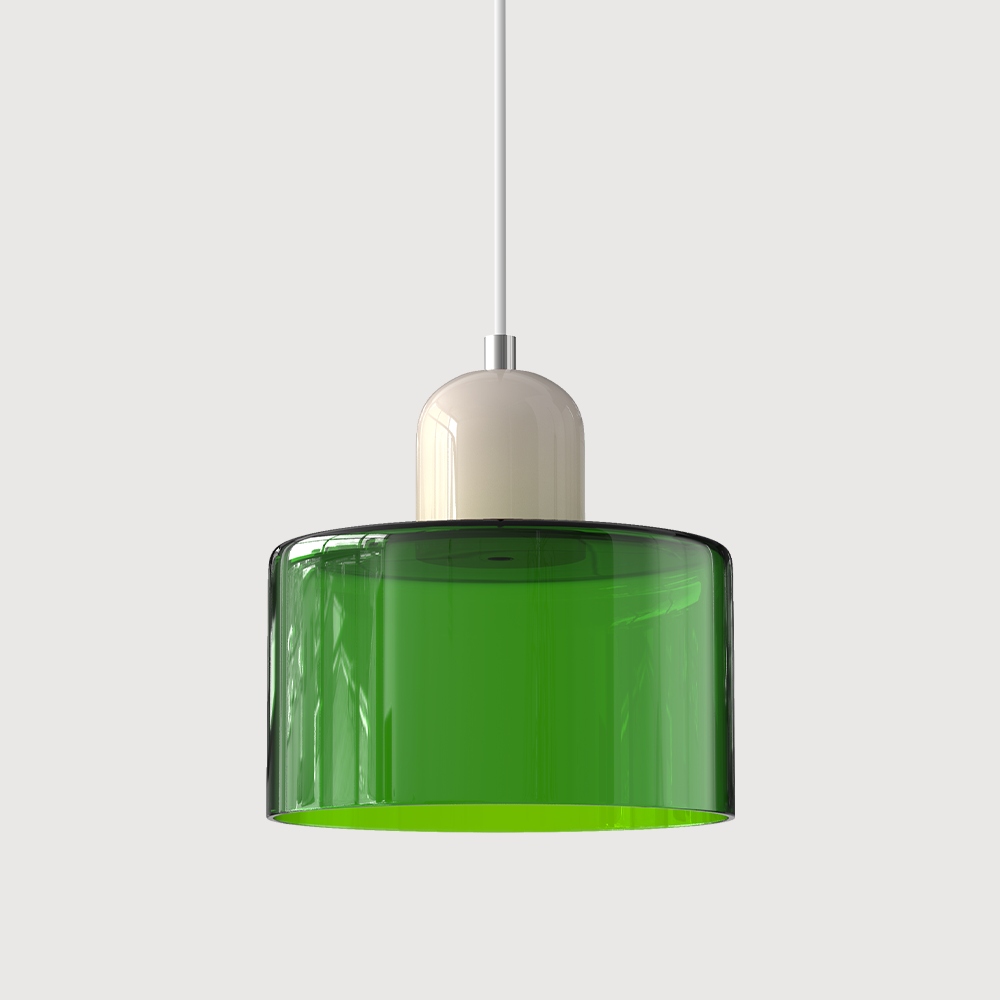 Bauhaus Colored Glass Pendant Lamp - Adjustable Height