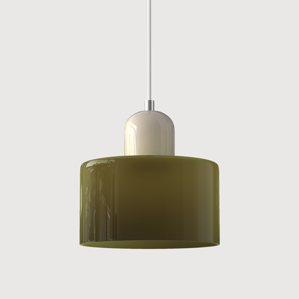 Bauhaus Colored Glass Pendant Lamp - Adjustable Height
